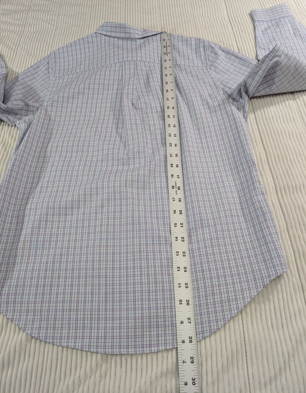 LL Bean Shirt Men’s M Purple Plaid Wrinkle Resistant Button Up Long Sleeve - Picture 8 of 8